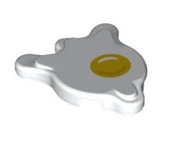 Tile Round, 2x2 Splat with Side Extensions with Egg Yolk Pattern, Part# 80677pb01 Part LEGO®