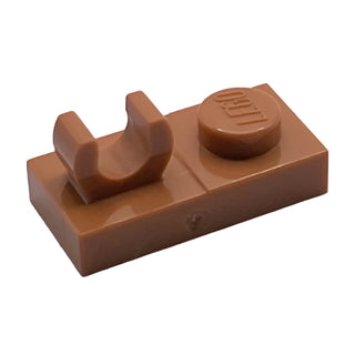 Plate, Modified 1x2 with Open O Clip on Top, Part# 44861 Part LEGO® Medium Nougat