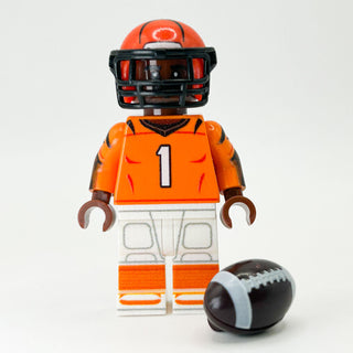 #1 Chase WR Bengals Football Player Minifig made using LEGO parts - B3 Customs Custom minifigure B3 Customs