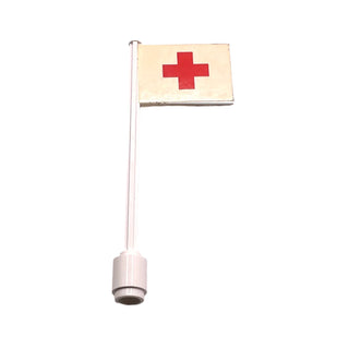Flag on Flagpole, Straight with Red Cross Pattern on Both Sides (Stickers), Part# 3596pb23 Part LEGO® White Very Good