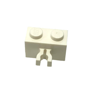 Brick, Modified 1x2 with Split U Clip Thick (Vertical Grip), Part# 30237a Part LEGO® White