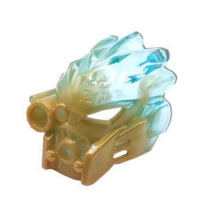 Bionicle Mask of Ice (Unity) with Marbled Trans-Light Blue Pattern, Part# 24150pb02 Part LEGO® Pearl Gold