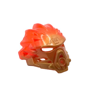 Bionicle Mask of Fire (Unity) with Marbled Trans-Neon Orange Pattern, Part# 24148pb02 Part LEGO® Pearl Gold