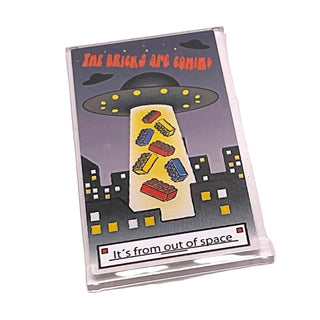 Glass for Window 1 x 4 x 6 with 'The Bricks are Coming' Movie Poster Pattern (Sticker), Part# 57895pb003 Part LEGO® Trans-Clear Very Good