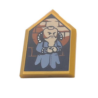 Harry Potter Portrait with Salazar Slytherin Pattern, (Tile, Modified 2x3 Pentagonal), Part# 22385pb334 Part LEGO® Pearl Gold