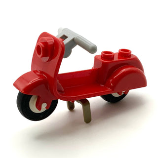 Scooter with Dark Tan Stand, Light Bluish Gray Handlebars, and White Wheels, Part# 15396c05 Part LEGO® Red  