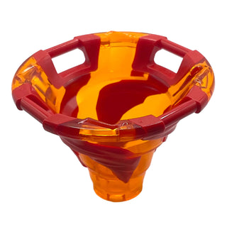 Tornado of Spinjitzu with Bar Handles on Top Edge with Molded Red Spiral Pattern, Part# 40923pb01 Part LEGO® Trans-Orange
