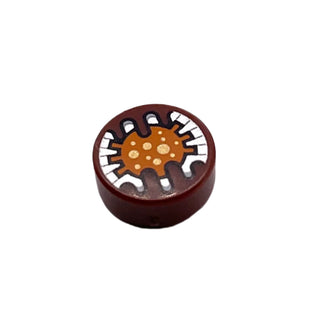 Tile Round 1x1 with Orange and Silver SW TT-8L/Y7 Gatekeeper Droid Electronic Eye with Gold Dots Pattern, Part# 98138pb289 Part LEGO® Reddish Brown