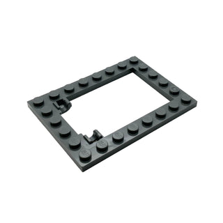 Plate Modified 6x8 Trap Door Frame Horizontal (Long Pin Holders), Part# 92107 Part LEGO® Dark Bluish Grey