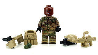 US Army Gunner African American OCP Minifigure, BB83 Minifigure Battle Brick