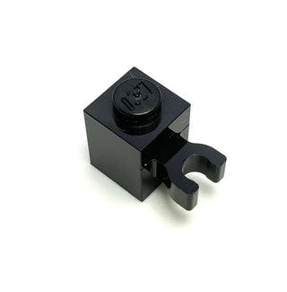 Brick, Modified 1x1 with Open U Clip (Vertical Grip) - Solid Stud, Part# 60475 Part LEGO® Black
