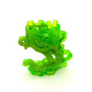 Minifigure Pedestal Ghost/Smoke with Marbled Lime Pattern, Part# 65227pb02 Part LEGO® Trans-Bright Green