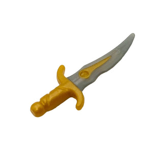 Minifigure Weapon, Dagger with Pearl Light Gray Blade, Part# 88288c01 Part LEGO® Pearl Gold