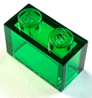 Brick 1x2, Part# 3004 and 3065 Part LEGO® Trans-Green 1 Part