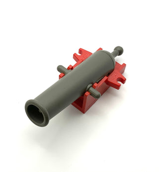 LEGO® Cannon with Cannon Base Part LEGO® Red Projectile Launcher Cannon Shooting Old Dark Gray