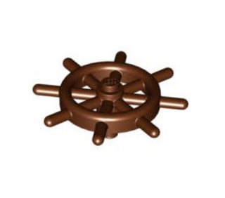 Boat, Ship's Wheel with Slotted Pin, Part# 4790b Part LEGO® Reddish Brown  