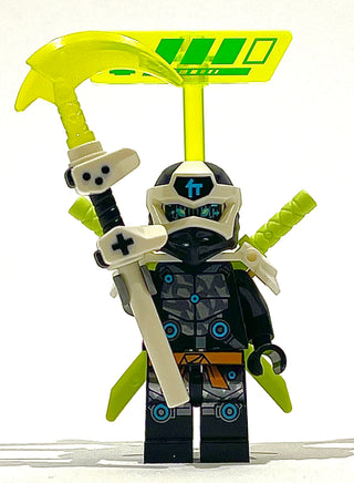 Cole - Digi Cole, Shoulder Armor with Scabbard, njo0588 Minifigure LEGO® Like New with Game Health bar Controller & swords