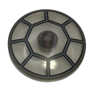 Dish 4x4 Inverted with Solid Stud with Radial Jedi Starfighter/TIE Cockpit Pattern, Part# 3960pb013 Part LEGO® Trans-Black