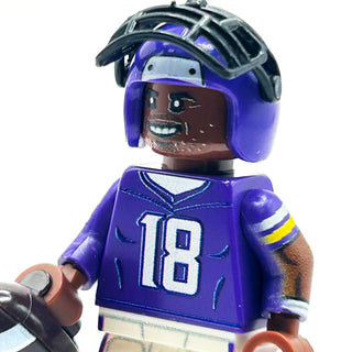 #18 Jefferson WR Vikings Football Player Minifig made using LEGO parts - B3 Customs Custom minifigure B3 Customs