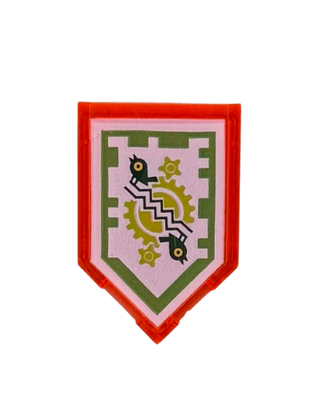 Tile, Modified 2 x 3 Pentagonal with Nexo Power Shield Pattern - Time Breach (Green Border), Part# 22385pb037 Part LEGO®