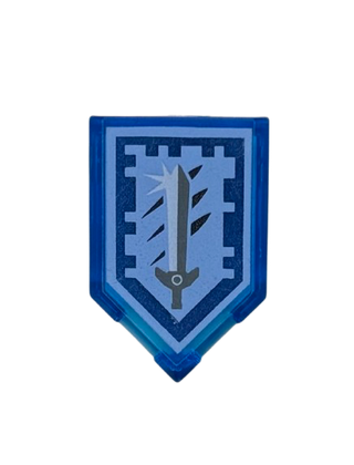 Tile, Modified 2 x 3 Pentagonal with Nexo Power Shield Pattern - Titanium Sword, Part# 22385pb100 Part LEGO®