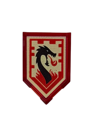 Tile, Modified 2 x 3 Pentagonal with Nexo Power Shield Pattern - Lava Dragon, Part# 22385pb021 Part LEGO®