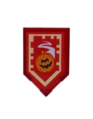 Tile, Modified 2 x 3 Pentagonal with Nexo Power Shield Pattern - Manic Pumpkin, Part# 22385pb113 Part LEGO®