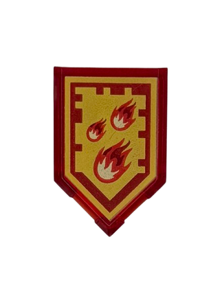 Tile, Modified 2 x 3 Pentagonal with Nexo Power Shield Pattern - Incinerate, Part# 22385pb008 Part LEGO®