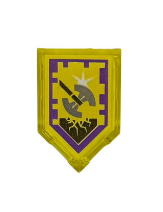 Tile, Modified 2 x 3 Pentagonal with Nexo Power Shield Pattern - Shining Axe, Part# 22385pb099 Part LEGO®