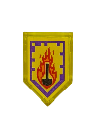 Tile, Modified 2 x 3 Pentagonal with Nexo Power Shield Pattern - Flame Wreck, Part# 22385pb047 Part LEGO®