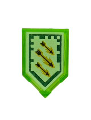 Tile, Modified 2 x 3 Pentagonal with Nexo Power Shield Pattern - Arrow Strike, Part# 22385pb023 Part LEGO®