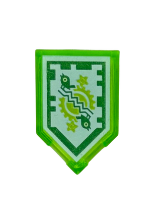 Tile, Modified 2 x 3 Pentagonal with Nexo Power Shield Pattern - Time Breach (Dark Green Border), Part# 22385pb096 Part LEGO®