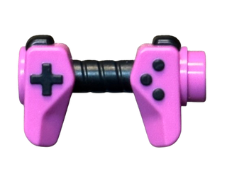 Minifigure, Utensil Game Controller, Holes on Sides for Bar with Molded Black Buttons and Center Handle Pattern, Part# 65080pb02 Part LEGO® Dark Pink