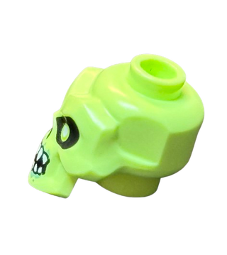 Minifigure, Head, Modified Skull with Black Eyes, Nose, Mouth, White Pupils, Teeth and Sand Green Around Mouth Pattern, Part# 43693pb05 Part LEGO®