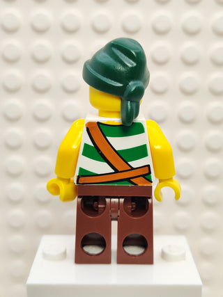 Pirate Green / White Stripes Reddish Brown Legs, pi105 Minifigure LEGO®   