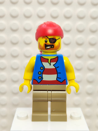 Pirate Man - Striped Red and White Shirt Under Blue Vest, twn332 Minifigure LEGO®   