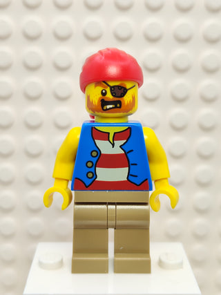 Pirate Man - Striped Red and White Shirt Under Blue Vest, twn332 Minifigure LEGO®