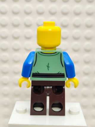 Peasant - Male, Dark Brown Legs, Blue Hat, D-Basket, cas579 Minifigure LEGO®   
