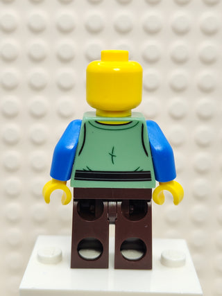 Peasant - Male, Dark Brown Legs, Blue Hat, D-Basket, cas579 Minifigure LEGO®