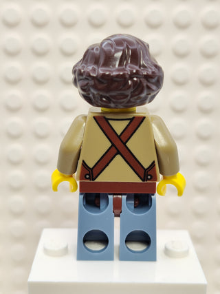 Tavern Keeper - Male, Reddish Brown Apron, Sand Blue Legs, Dark Brown Hair, cas578 Minifigure LEGO®