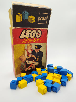 Set 222-2, 1 x 1 Bricks Building Kit LEGO® Certified Pre-Owned with Box (Blue/Yellow, Two Children and Man)