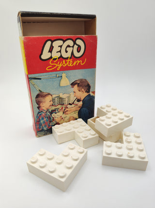 Set 217-2, 4 x 4 Corner Bricks Building Kit LEGO® Certified Pre-Owned with Box (White bricks, boy and man)