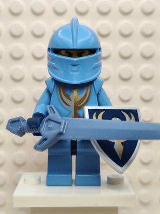 Knights Kingdom II, Jayko with Gold Pattern Armor, Dark Blue Hips and Helmet, cas268 Minifigure LEGO® With Sword and Shield