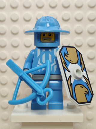 Knights Kingdom II - Jayko Printed Torso, Broad Brim Helmet, Elderly Face (Chess Pawn), cas276 Minifigure LEGO® With Crossbow and Shield
