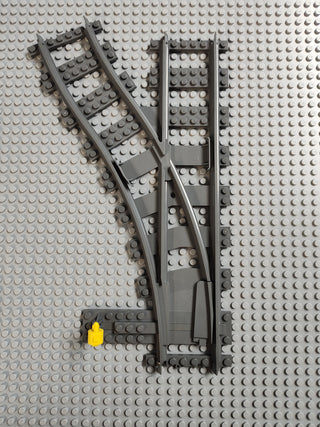 LEGO® Train Track, Switch Point Left, Dark Bluish Gray, Part# 53407 Part LEGO® With Yellow Switch