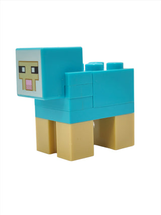 Minecraft Sheep Sheared, minesheep02 LEGO® Animals LEGO® Medium Azure with 2x2 Medium Azure Brick