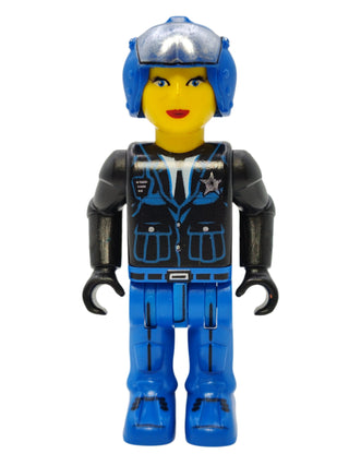Police (Female) - Black Jacket and Blue Helmet, js005 Minifigure LEGO®