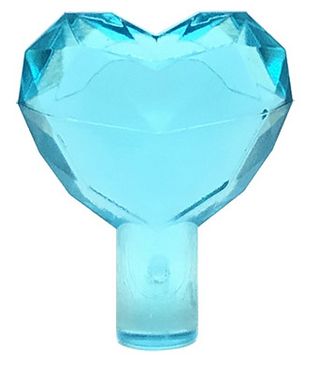 Rock 1x1 Jewel Heart Shaped, Part# 15745 Part LEGO® Trans-Light Blue