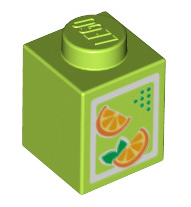 Orange Juice Carton, Brick Decorated 1x1, Part# 3005pb017 Part LEGO®