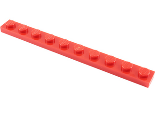 Plate 1x10, Part# 4477 Part LEGO® Red  